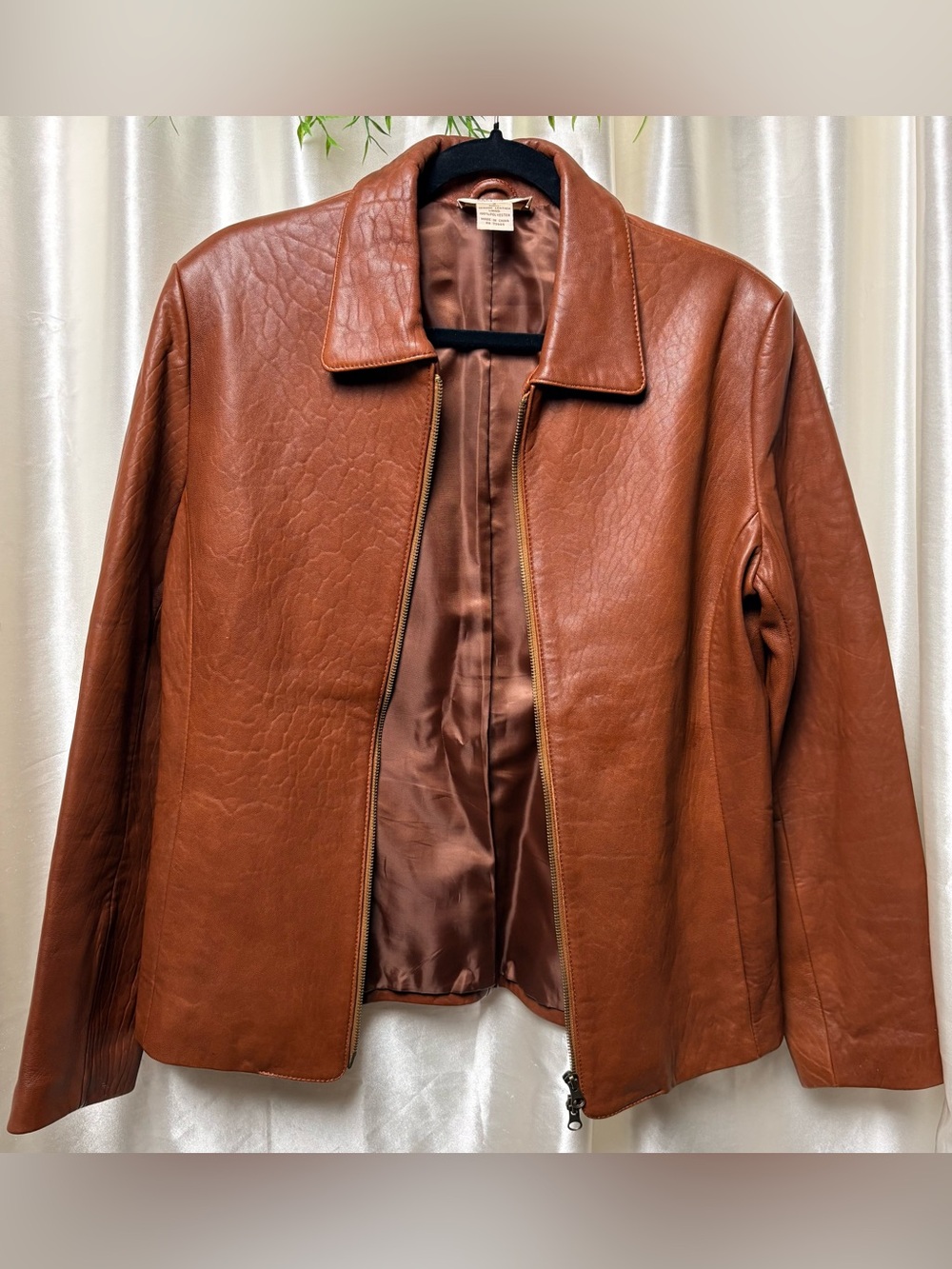 Brown Leather Jacket- Fall Preppy, Classic, S/M